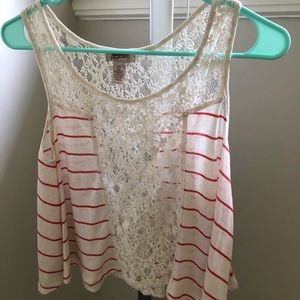 Striped tank with lace